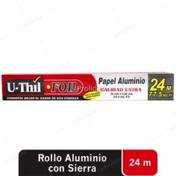 Papel Aluminio rollo U-Thil de 24 Metros