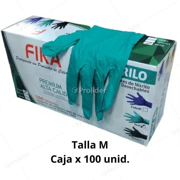 Guantes de Nitrilo Alto Riesgo Verde Talla M Caja x 100 unidades