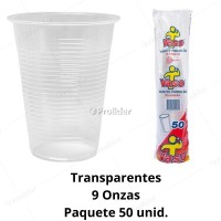 Vasos Plásticos Descartables Transparentes 9 Onzas Paquete x 50 unidades
