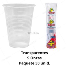 Vasos Plásticos Descartables Transparentes 9 Onzas Paquete x 50 unidades