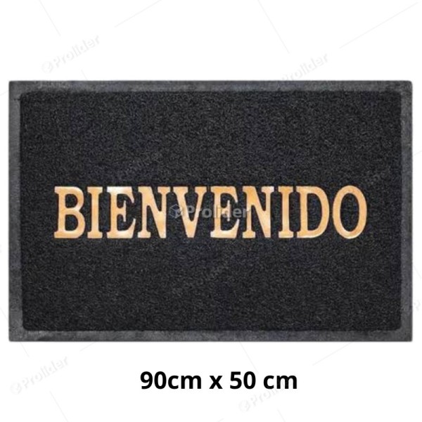 Felpudo para piso con Letras Bienvenido 90 cm x 50 cm Negro