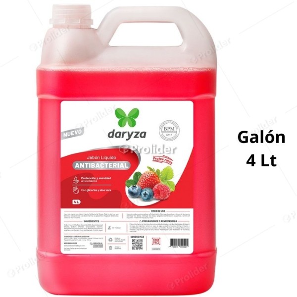 Jabón Líquido Antibacterial Daryza Galón 4 Litros Frutos Rojos