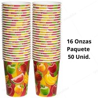 Vasos Polipapel Con Diseño Para Jugo 16 Onzas Paquete x 50 unidades