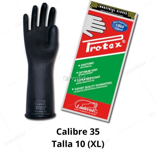 Guantes Industriales Protex Calibre 35 Talla 10 Negro