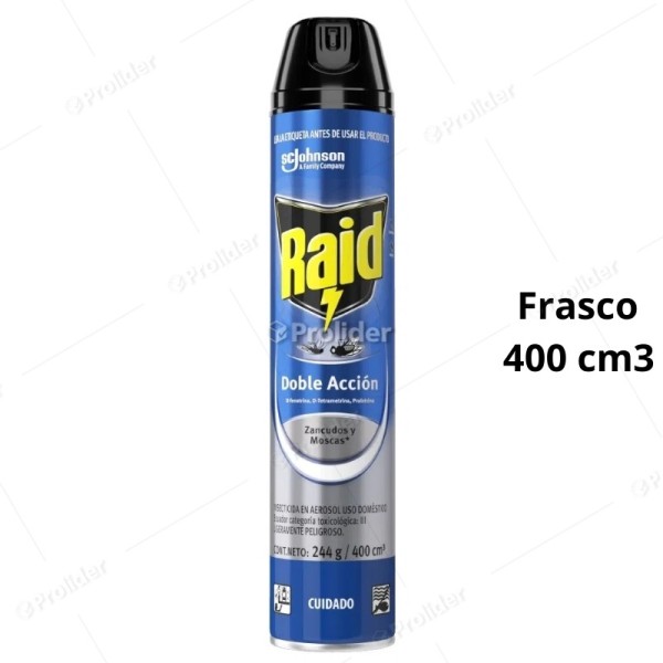 Insecticida En Spray Raid Doble Accion Zancudos y Moscas 400 ml