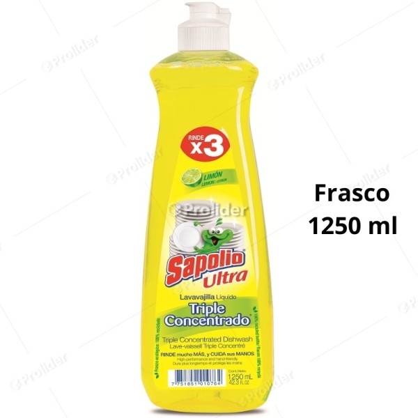 Lavavajilla Liquida Sapolio Frasco 1.25 Litros ml Limón
