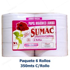 Papel Higienico Jumbo Sumac Liso Et. Fucsia x 6 Rollos