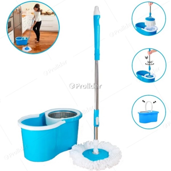 Set Trapeador Giratorio Automático Spin Mop de Microfibra