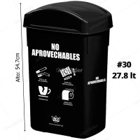 Papelera Vaivén Reyplast Rectangular N°30 de 27.8 Litros Negro (No aprovechables)