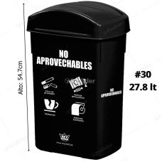 Papelera Vaivén Reyplast Rectangular N°30 de 27.8 Litros Negro (No aprovechables)