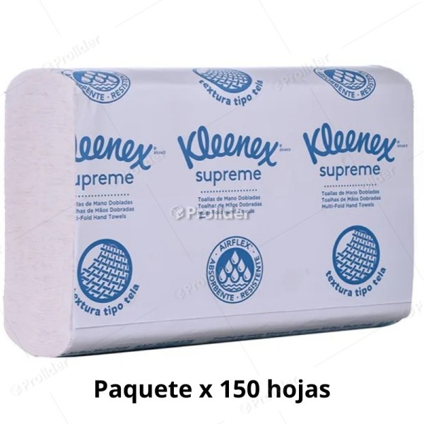 Paquete Papel Interfoliado Kleenex Supreme Blanco de 150 unidades 32 gr