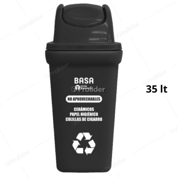 Papelera Vaivén Basa Bodeguita 35 Litros Con Logo Negro (Residuos Generales)