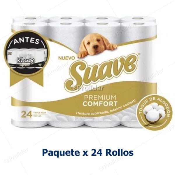 Papel Higiénico Doméstico Suave Premium Triple Hoja Paquete x 24 Rollos