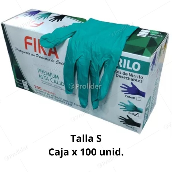 Guantes de Nitrilo Alto Riesgo Verde Talla S Caja x 100 unidades