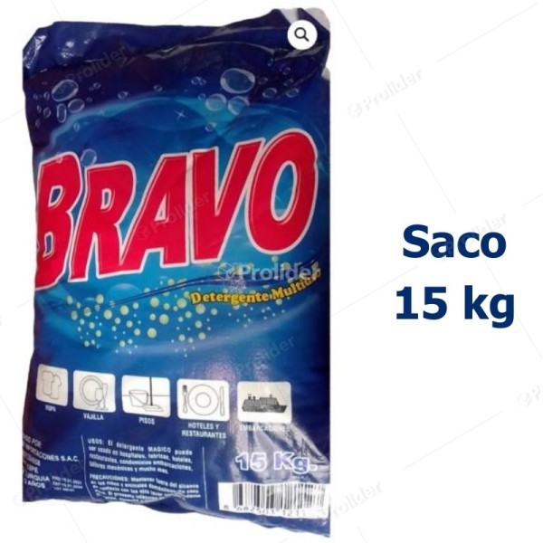 Detergente en Polvo Bravo Saco x 15 Kilos Azul Floral (Polvo Celeste)