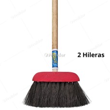 Escoba de Cerda Negra Genérico con Palo de Madera