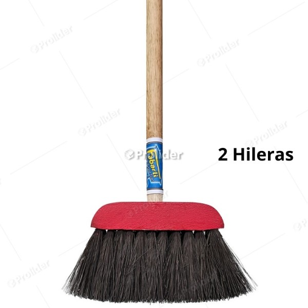 Escoba de Cerda Negra Genérico con Palo de Madera