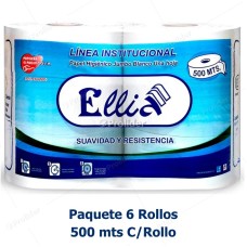 Papel Higiénico Jumbo Ellia 500 Metros Paquete x 6 Rollos