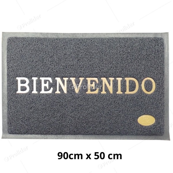 Felpudo para piso con Letras Bienvenido 90 cm x 50 cm Plomo