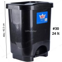 Papelera Con Pedal Reyplast Danubio N°30 Negro 24 Litros Alto 45.5 cm