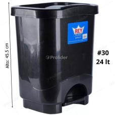 Papelera Con Pedal Reyplast Danubio N°30 Negro 24 Litros Alto 45.5 cm