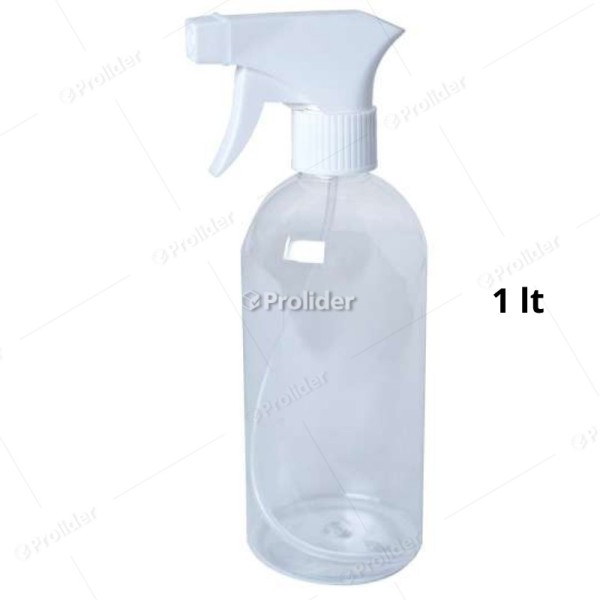 Pulverizador Completo Frasco Transparente 1 Litro Cabezal Punta Cuadrada