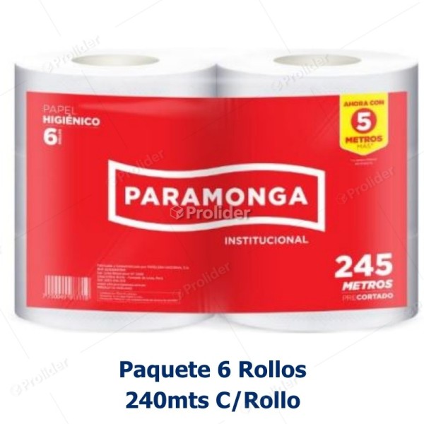 Papel Higiénico Jumbo Paramonga 240 Metros Paquete x 6 Rollos