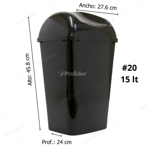 Papelera Vaivén Reyplast Galax N°20 Altura 46 cm de 15 Litros Negro