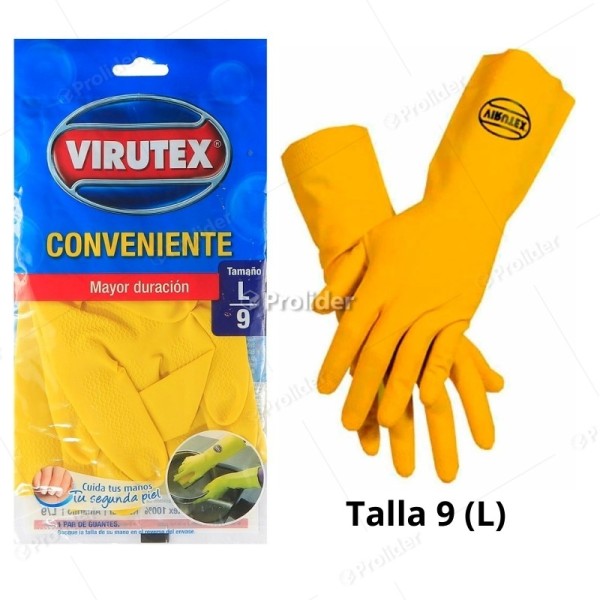 Guantes Domésticos Virutex Conveniente Talla 9 (L) Amarillo