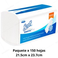 Paquete Papel Interfoliado Scott Basic Blanco de 150 unidades 20 gr