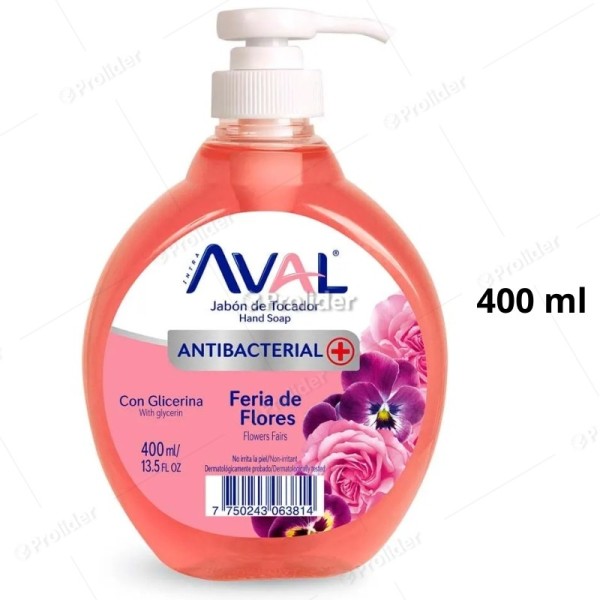 Jabón Líquido Aval Antibacterial Frasco 400 ml Feria de Flores