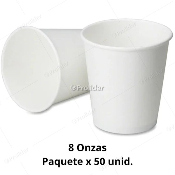 Vasos Polipapel Blancos 8 Onzas Sin Tapa Paquete x 50 unidades