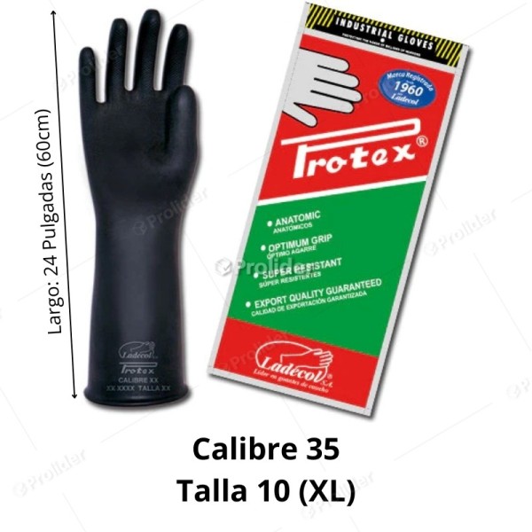 Guantes Industriales Largos Protex 24 Pulgadas Calibre 35 Talla 10