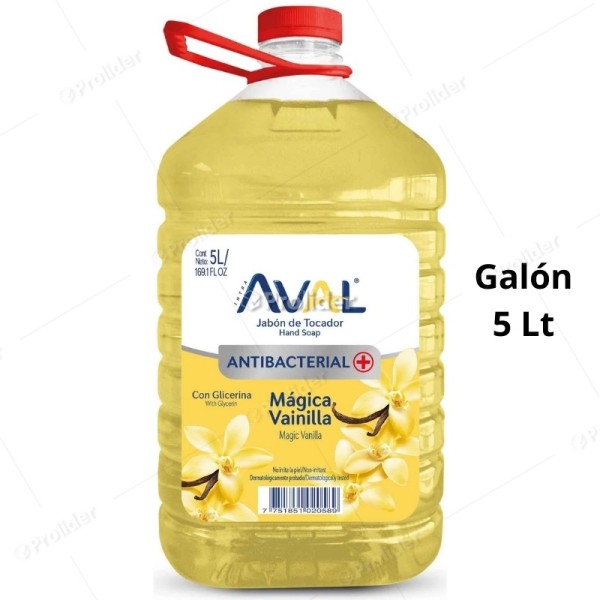 Jabón Líquido Aval Antibacterial Galón 5 Litros Vainilla