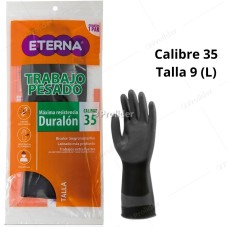 Guantes Industriales Eterna Duralon Calibre 35 Talla 9 Negro