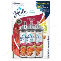 Repuesto Ambientador Toque Glade Paquete x 3 unidades Manzana y Canela