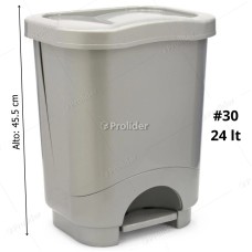Papelera Con Pedal Reyplast Danubio N°30 Plomo 24 Litros Alto 45.5 cm