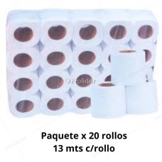 Papel Higiénico Hotelero Unix Etiqueta Azul Clásico Paquete x 20 Rollos de 13 Metros