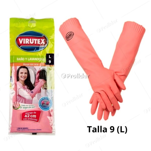Guantes Lavandería Virutex Creativa Rosado Talla 9 (L)