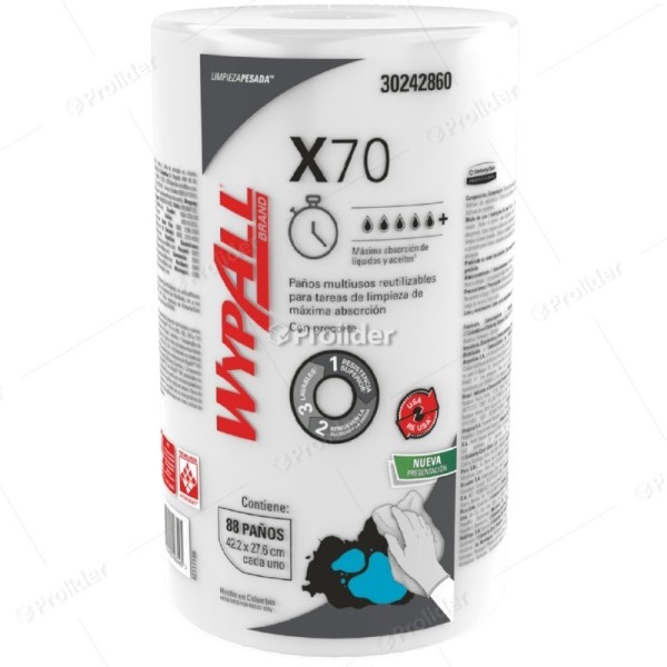 Rollo Wypall X70 Blanco de 88 unidades