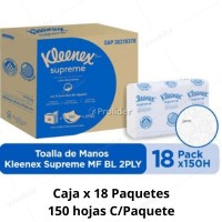 Caja Papel Interfoliado Kleenex Supreme Blanco x 18 Paquetes de 150 unidades 32 gr 30228378
