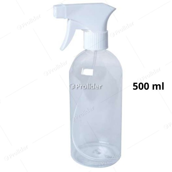 Pulverizador Completo Frasco Transparente 500 ml Cabezal Punta Cuadrada