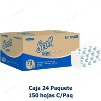 Caja Papel Interfoliado Scott Basic Blanco x 24 Paquete de 150 unidades 20 gr