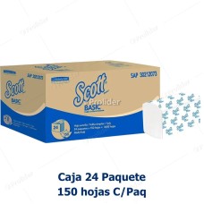 Caja Papel Interfoliado Scott Basic Blanco x 24 Paquete de 150 unidades 20 gr
