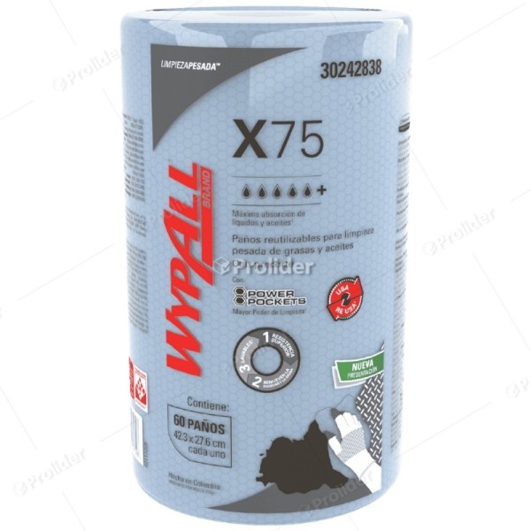 Rollo Wypall X75 Plus de 60 unidades Azul