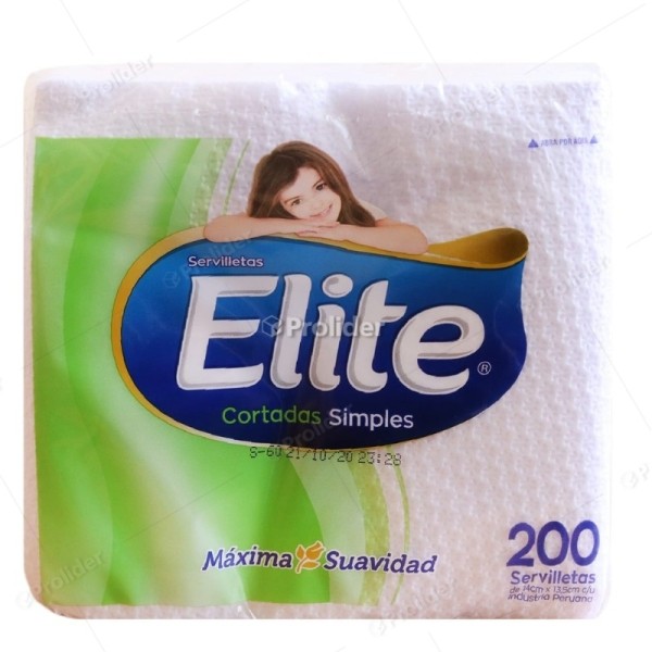 Paquete Servilletas Blancas Elite Cortadas x 200 unidades
