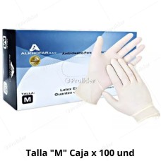 Guantes de látex Blancos Genérico Talla M Caja x 100 unidades