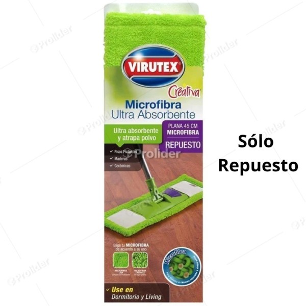Repuesto Mopa grumos de Microfibra Virutex 45 cm Verde