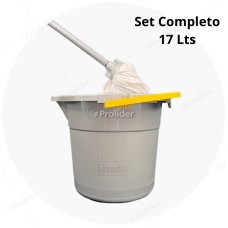 Set Trapeador Tayta Hude 17 Litros Completo (Balde + Mopa) Plomo