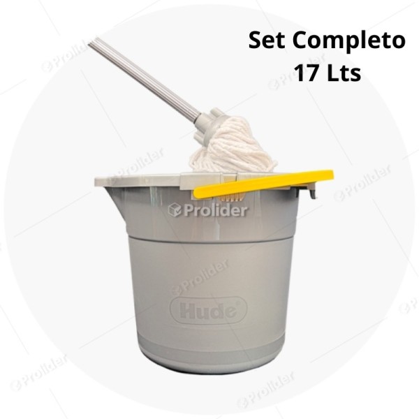 Set Trapeador Tayta Hude 17 Litros Completo (Balde + Mopa) Plomo